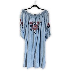 Rainforest Cafe Vintage Style Embroidered Dress XL Off shoulders